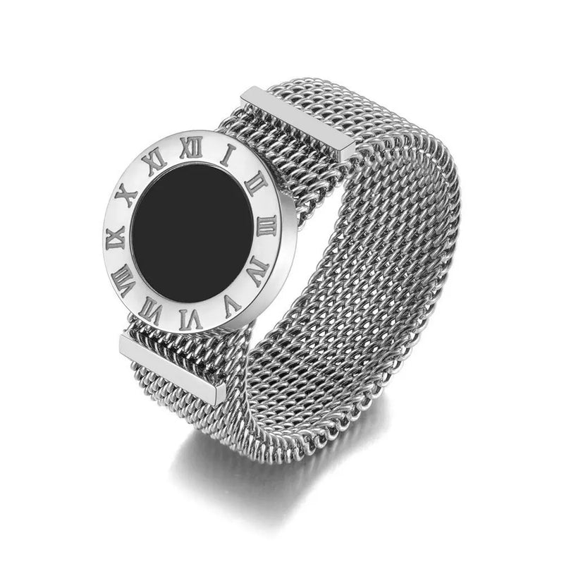 Anéis de Corrente de Rede Romana , Design Original, Titânio, Aço Inoxidável, Preto, Acrílico