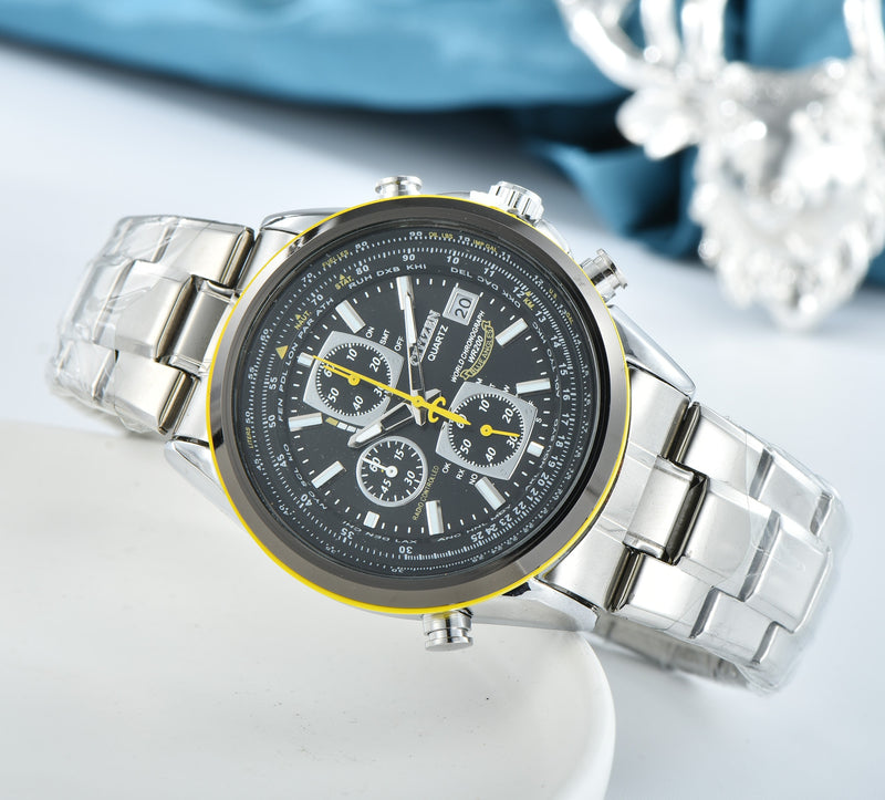 CITIZEN Relógios Masculinos Tendência de Luxo Quartzo Relógio Luminoso Calendário À Prova D' Água Multifuncional Relógio Automático Redondo Elegante Inoxidável