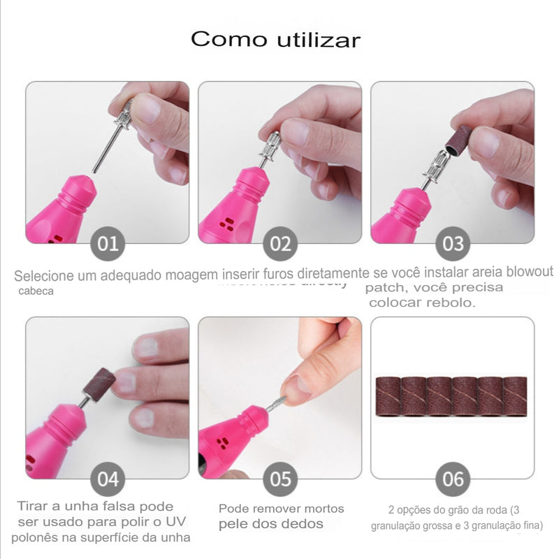 Kit Lixa Manicure Easy - Lixa Elétrica com estojo de pontas